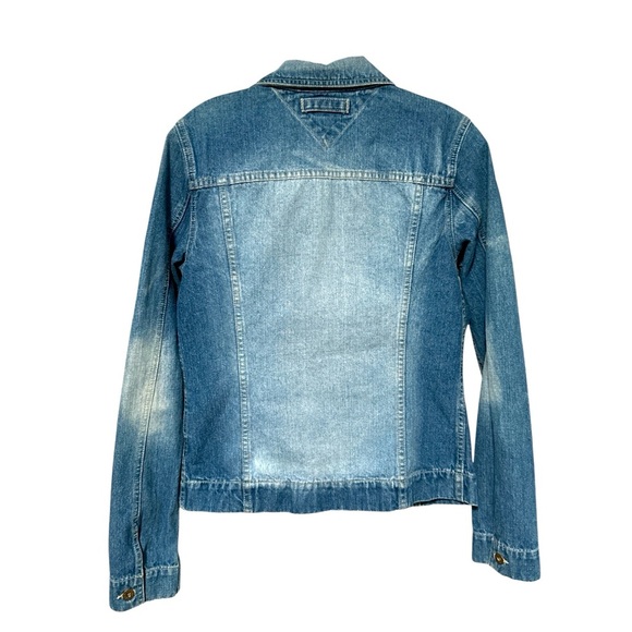 Vintage Tommy Jeans Women's Blue Optic Wash Denim Trucker Jacket - Picture 3 of 10